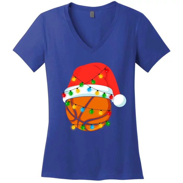 This Is My Christmas Pajama Basketball Ball Lover Xmas Light Funny Gift Women's V-Neck T-Shirt