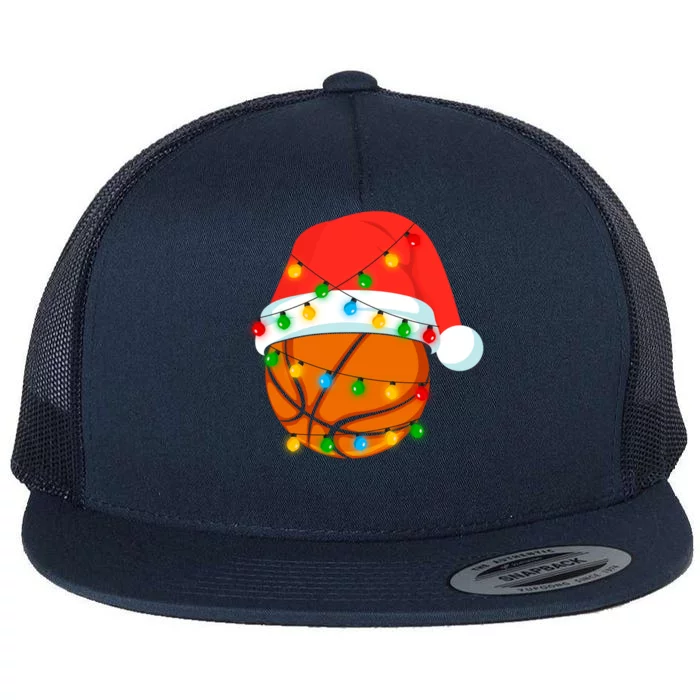 This Is My Christmas Pajama Basketball Ball Lover Xmas Light Funny Gift Flat Bill Trucker Hat