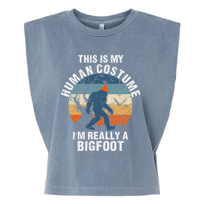 This Is My Human Costume Funny Bigfoot Gift Garment-Dyed Women's Muscle Tee