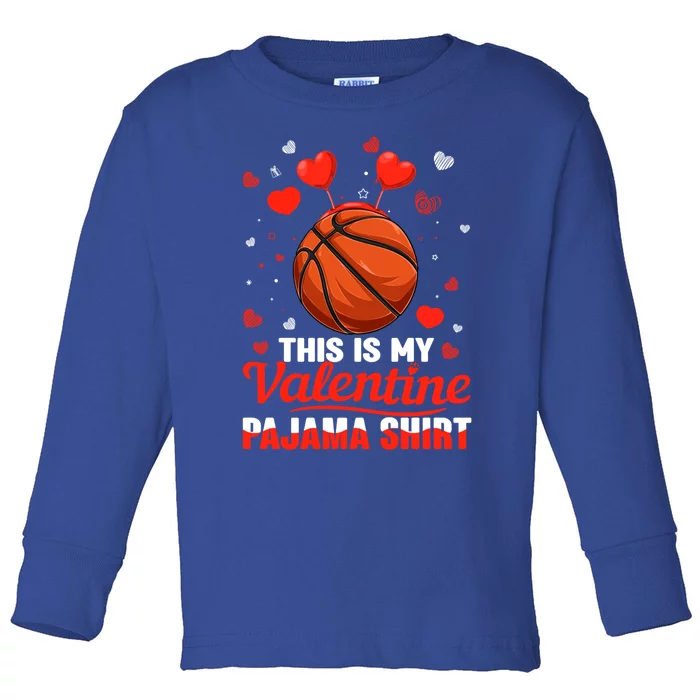 This Is My Valentine Pajama Gift Headband Basketball Player Gift Toddler Long Sleeve Shirt