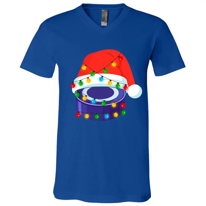 This Is My Christmas Pajama Hockey Ball Lover Xmas Lights Great Gift V-Neck T-Shirt