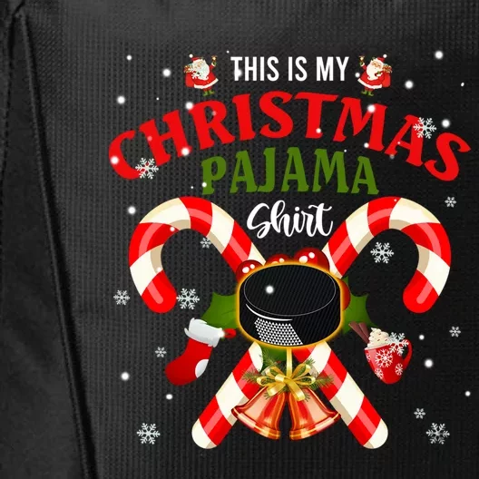 This Is My Christmas Pajama Gift Santa Ice Hockey Players Gift City Backpack