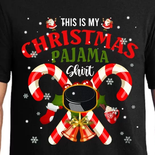 This Is My Christmas Pajama Gift Santa Ice Hockey Players Gift Pajama Set