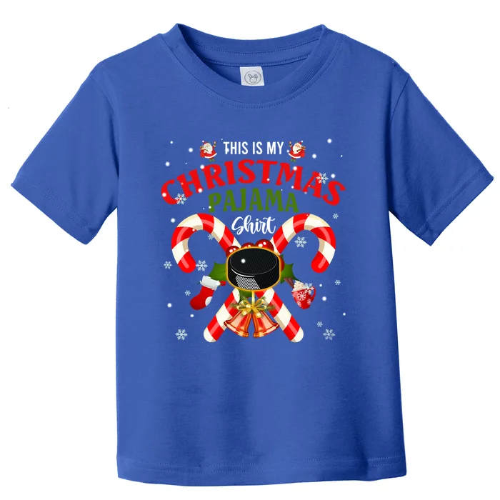 This Is My Christmas Pajama Gift Santa Ice Hockey Players Gift Toddler T-Shirt