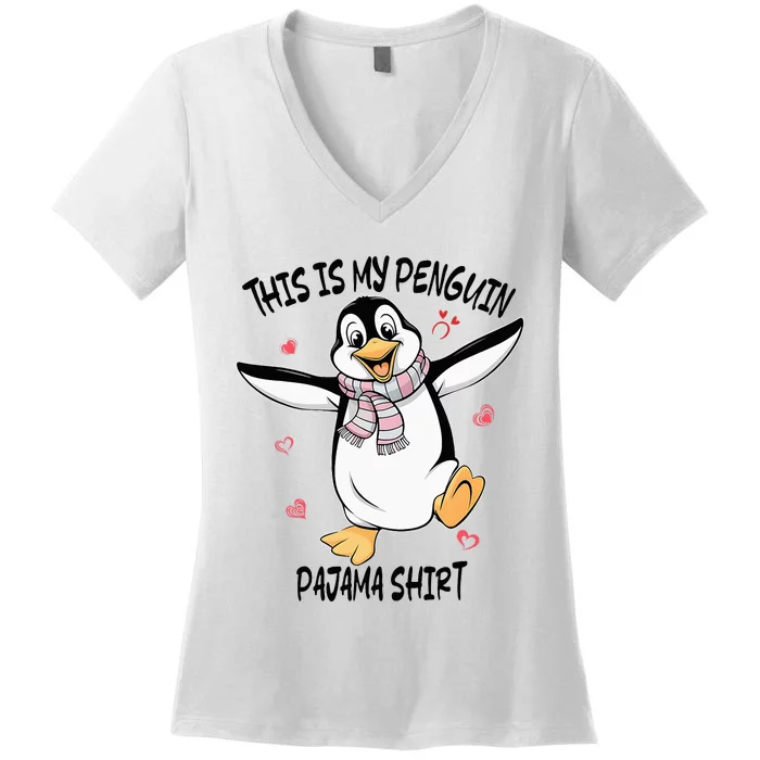 This Is My Penguin Pajama Penguin Lover Women's V-Neck T-Shirt