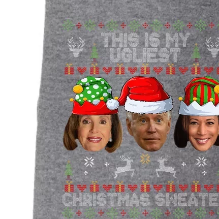 This Is My Ugliest Christmas Sweater Funny Joe Biden Kamala Doggie 3-End Fleece Hoodie