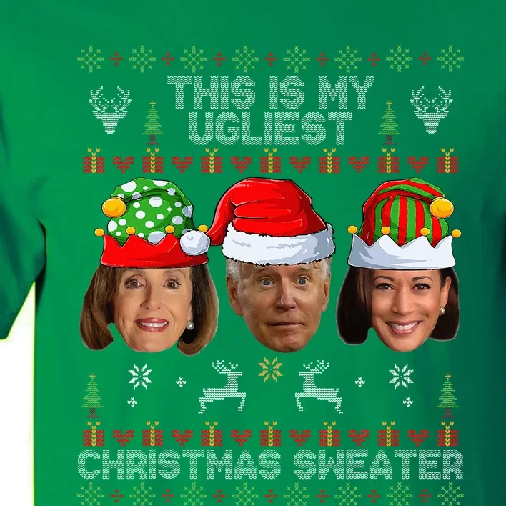 This Is My Ugliest Christmas Sweater Funny Joe Biden Kamala Tall T-Shirt