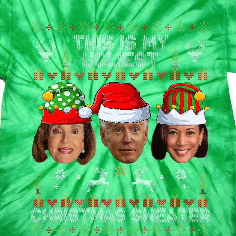 This Is My Ugliest Christmas Sweater Funny Joe Biden Kamala Tie-Dye T-Shirt