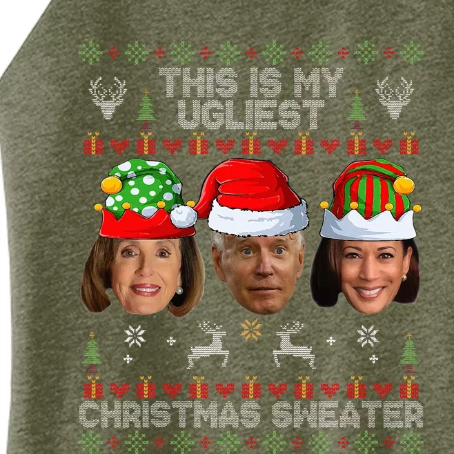 This Is My Ugliest Christmas Sweater Funny Joe Biden Kamala Women’s Perfect Tri Rocker Tank