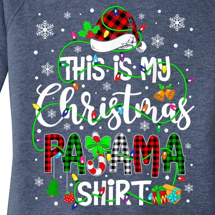 This Is My Christmas Pajama Matching Family Xmas Lights Women's Perfect Tri Tunic Long Sleeve Shirt