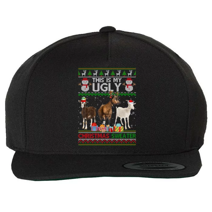 This Is My Ugly Sweater Santa Claus Goats Christmas Lights Gift Wool Snapback Cap