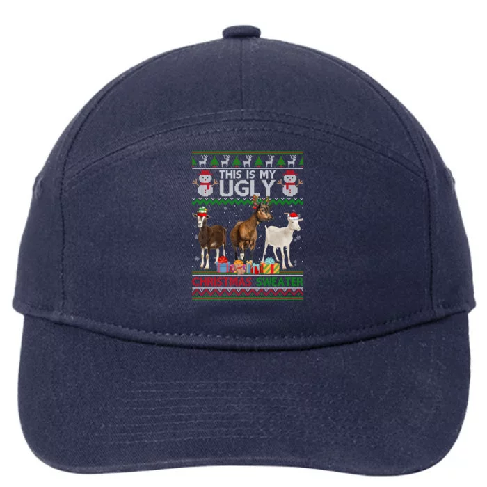 This Is My Ugly Sweater Santa Claus Goats Christmas Lights Gift 7-Panel Snapback Hat