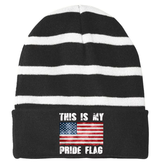 This Is My Pride Flag Striped Beanie with Solid Band