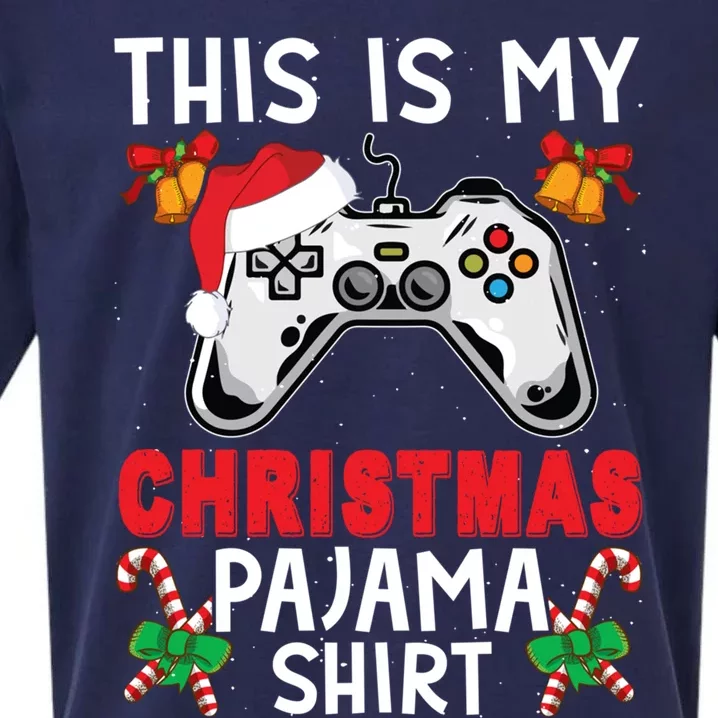 This Is My Christmas Pajama Santa Hat Gamer Video Game Great Gift Sueded Cloud Jersey T-Shirt