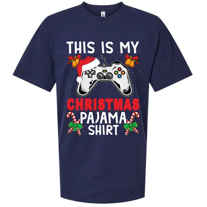 This Is My Christmas Pajama Santa Hat Gamer Video Game Great Gift Sueded Cloud Jersey T-Shirt