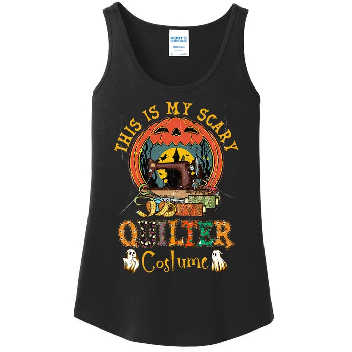 This Is My Scary Quilter Costume Pumpkin Halloween Quilting Ladies Essential Tank