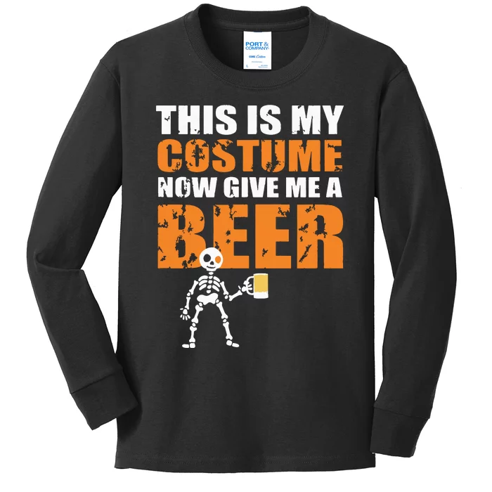 This Is My Costume Now Give Me A Beer Halloween Design Kids Long Sleeve Shirt