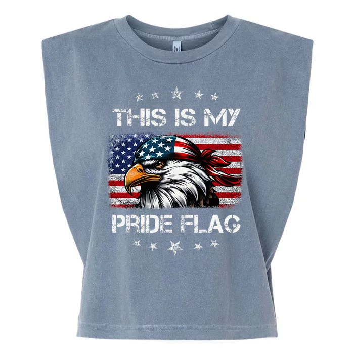 This Is My Pride Flag Patriotic Red White Blue Garment-Dyed Women's Muscle Tee