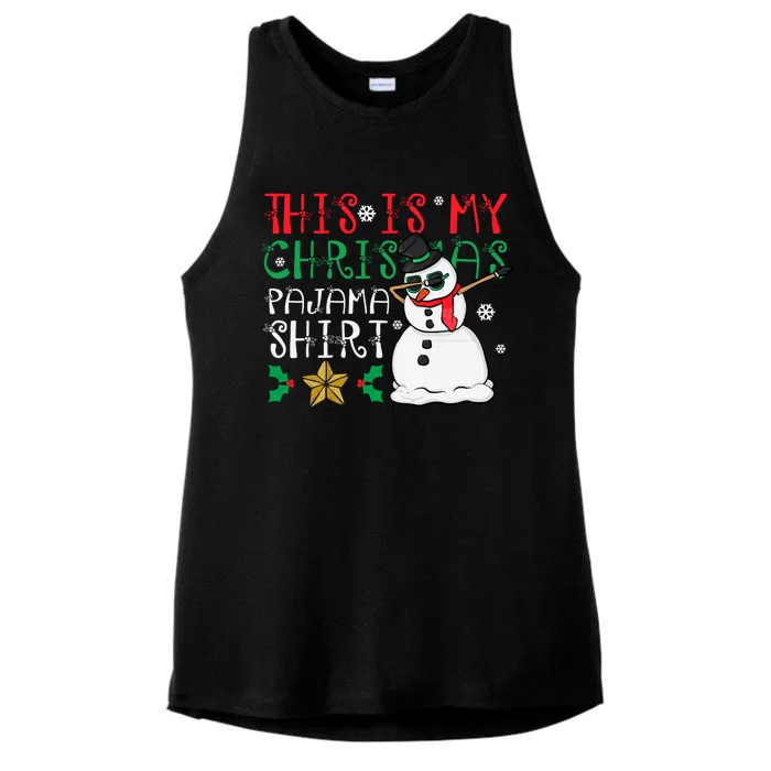 This Is My Christmas Pajama Holiday Ladies Tri-Blend Wicking Tank