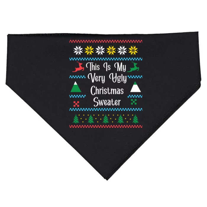 This Is My Very Ugly Christmas Sweaters Novelty Funny Gift USA-Made Doggie Bandana