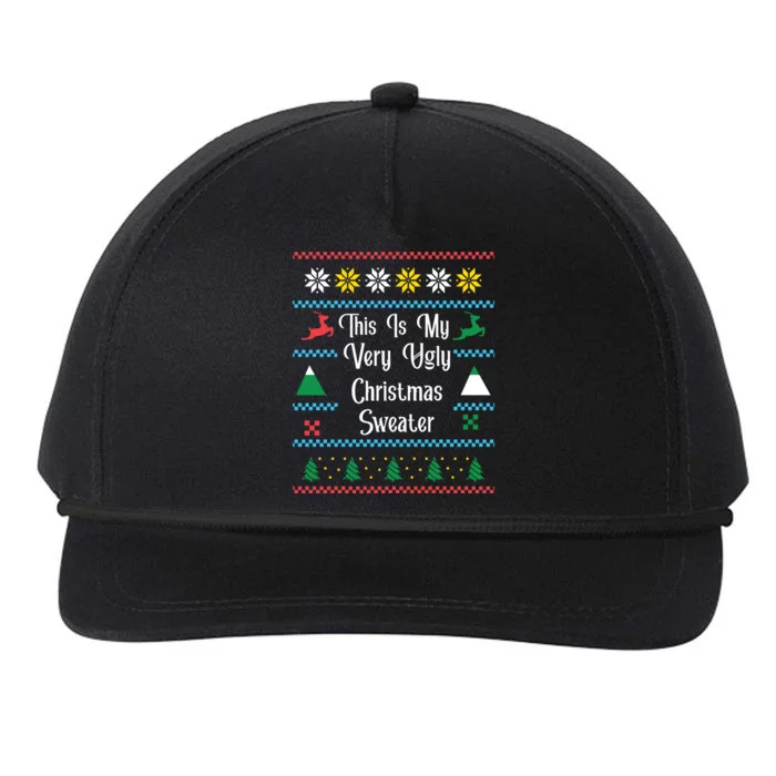 This Is My Very Ugly Christmas Sweaters Novelty Funny Gift Snapback Five-Panel Rope Hat