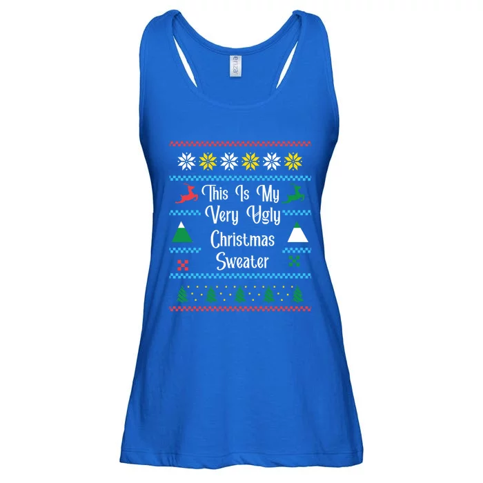 This Is My Very Ugly Christmas Sweaters Novelty Funny Gift Ladies Essential Flowy Tank