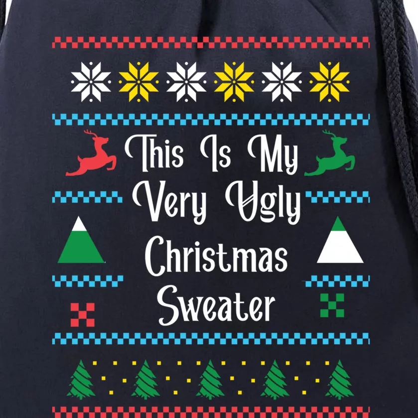 This Is My Very Ugly Christmas Sweaters Novelty Funny Gift Drawstring Bag