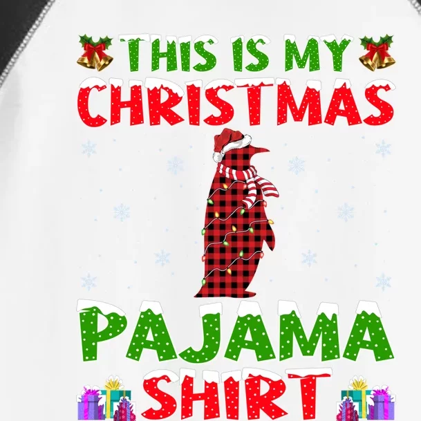 This Is My Christmas Pajamas Buffalo Plaid Penguin Christmas Gift Toddler Fine Jersey T-Shirt