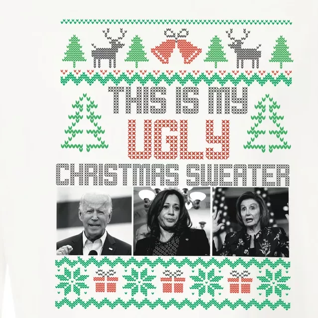 This Is My Ugly Christmas Sweater Funny Anti Biden FJB Cropped Pullover Crew