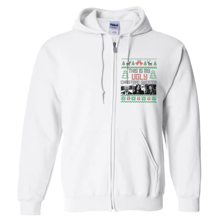 This Is My Ugly Christmas Sweater Funny Anti Biden FJB Full Zip Hoodie