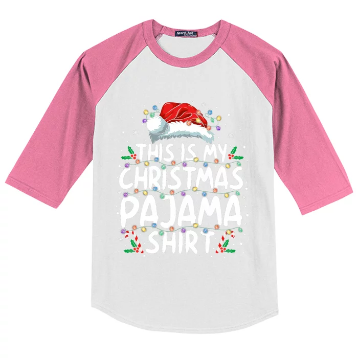 This Is My Christmas Pajama Funny Xmas Pjs Kids Colorblock Raglan Jersey