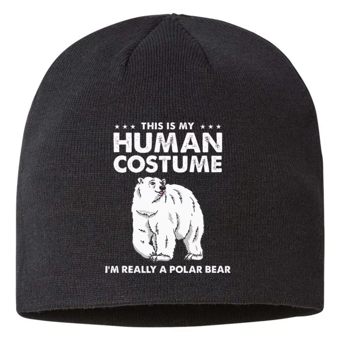 This Is My Human Costume Im Really A Polar Bear Halloween 8 1/2in Sustainable Knit Beanie