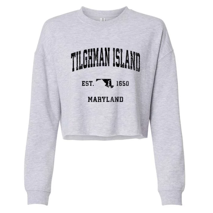 Tilghman Island Maryland Md Vintage Athletic Cropped Pullover Crew