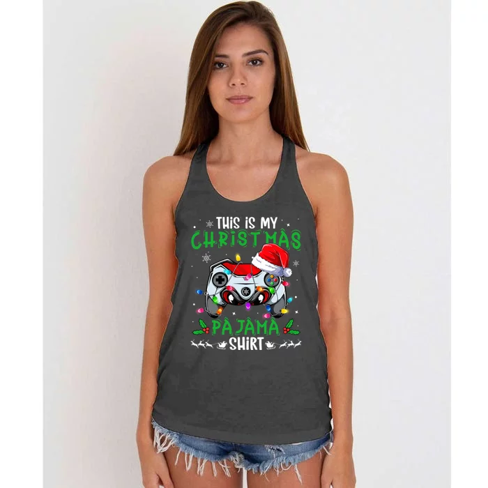 This Is My Christmas Pajama Video Game Gamer Boy Teens Women's Knotted Racerback Tank