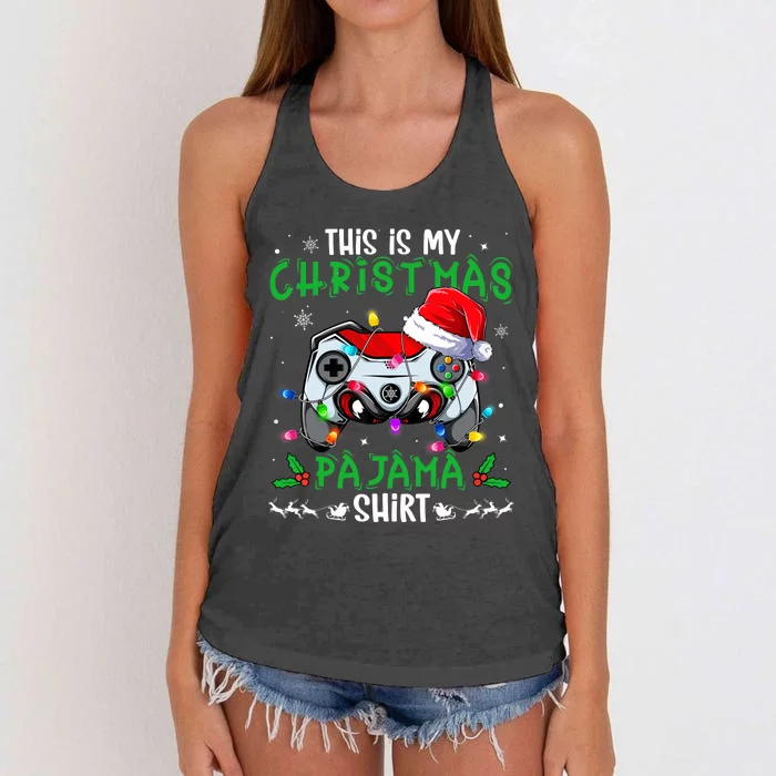 This Is My Christmas Pajama Video Game Gamer Boy Teens Women's Knotted Racerback Tank