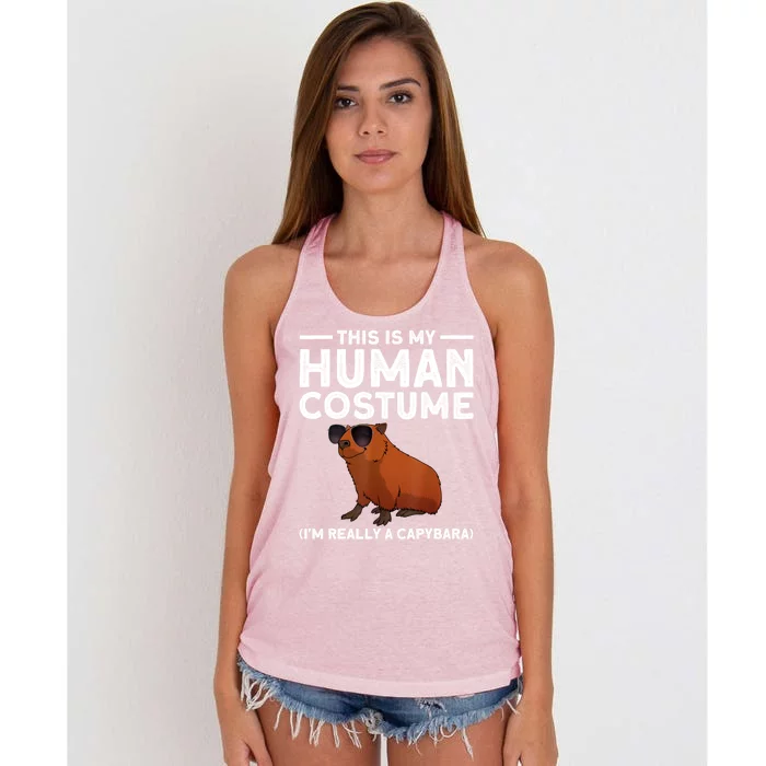 This Is My Human Costume I Am Really A Capybara Women's Knotted Racerback Tank