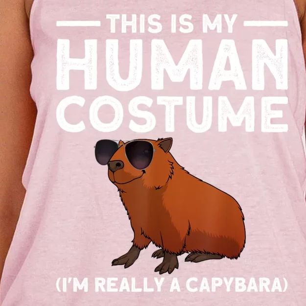 This Is My Human Costume I Am Really A Capybara Women's Knotted Racerback Tank