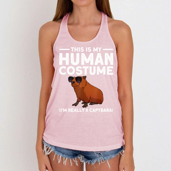 This Is My Human Costume I Am Really A Capybara Women's Knotted Racerback Tank