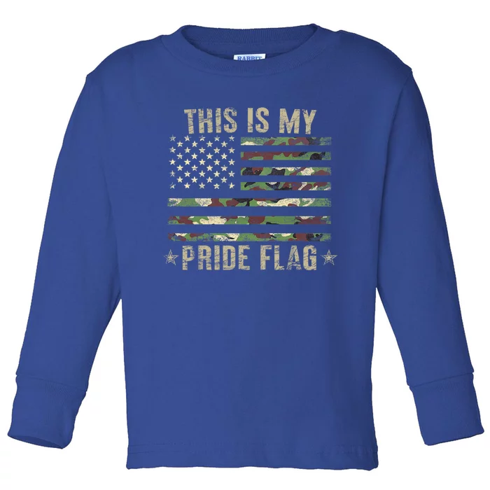 This Is My Pride Camo Flag Usa American 4th Of July Gift Toddler Long Sleeve Shirt