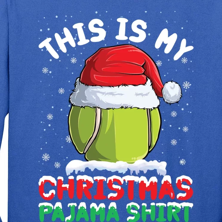 This Is My Christmas Pajama Gift Tennis Ball Santa Hat Xmas Cool Gift Tall Long Sleeve T-Shirt