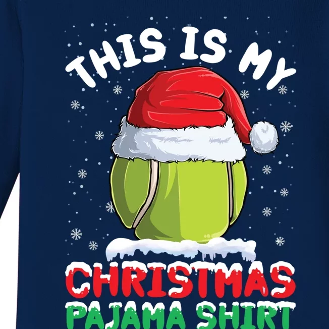 This Is My Christmas Pajama Gift Tennis Ball Santa Hat Xmas Cool Gift Baby Long Sleeve Bodysuit