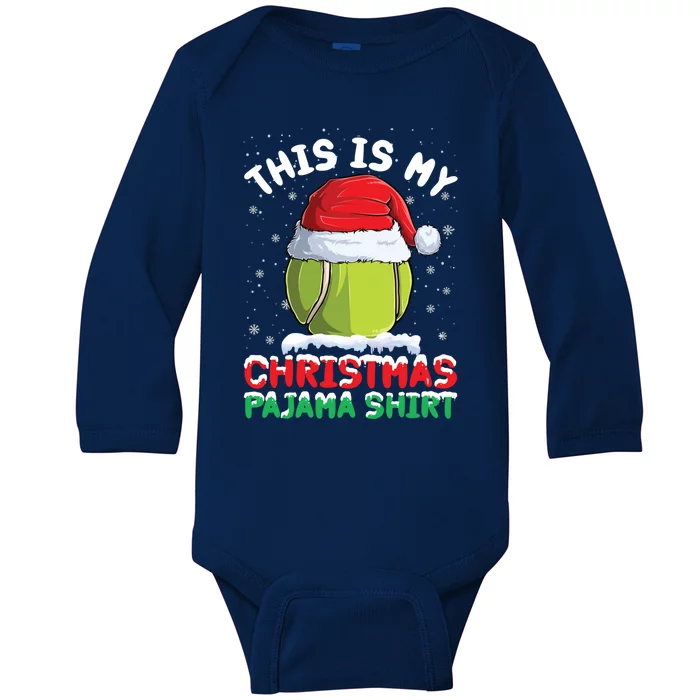 This Is My Christmas Pajama Gift Tennis Ball Santa Hat Xmas Cool Gift Baby Long Sleeve Bodysuit