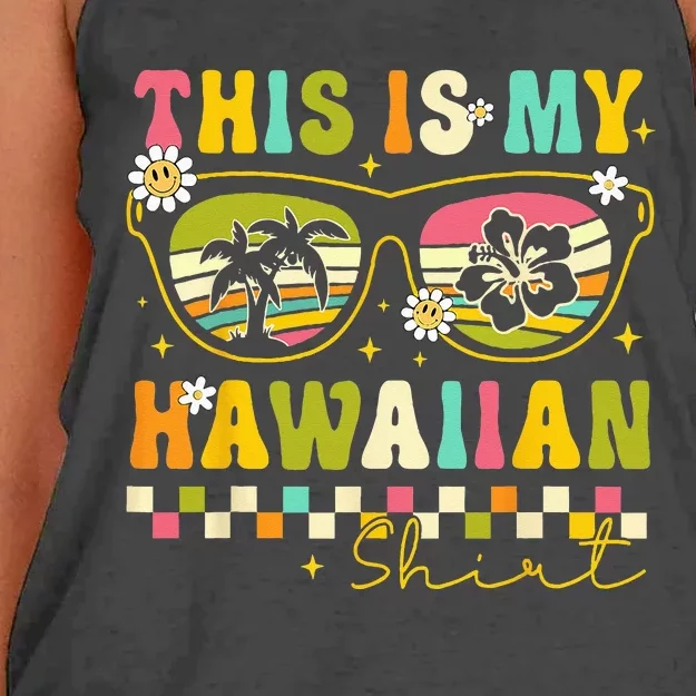 This Is My Hawaiian Tropical Luau Summer Party Hawaii Women's Knotted Racerback Tank