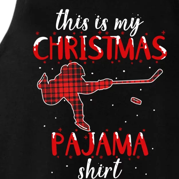 This Is My Christmas Pajama Funny Ice Hockey Cute Gift Ladies Tri-Blend Wicking Tank