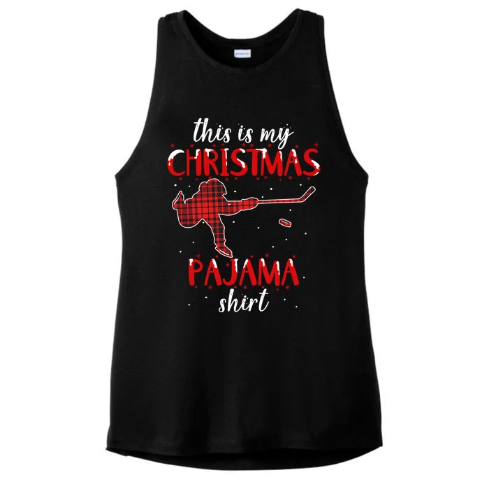 This Is My Christmas Pajama Funny Ice Hockey Cute Gift Ladies Tri-Blend Wicking Tank