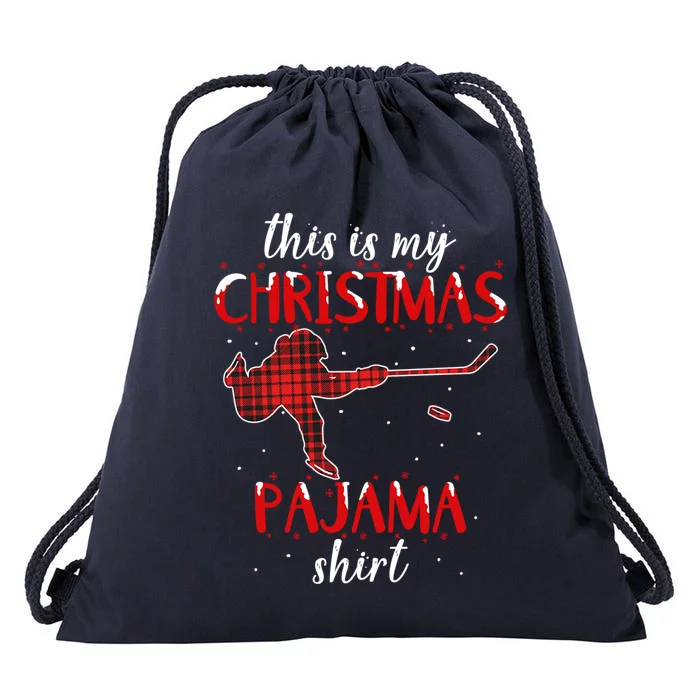 This Is My Christmas Pajama Funny Ice Hockey Cute Gift Drawstring Bag