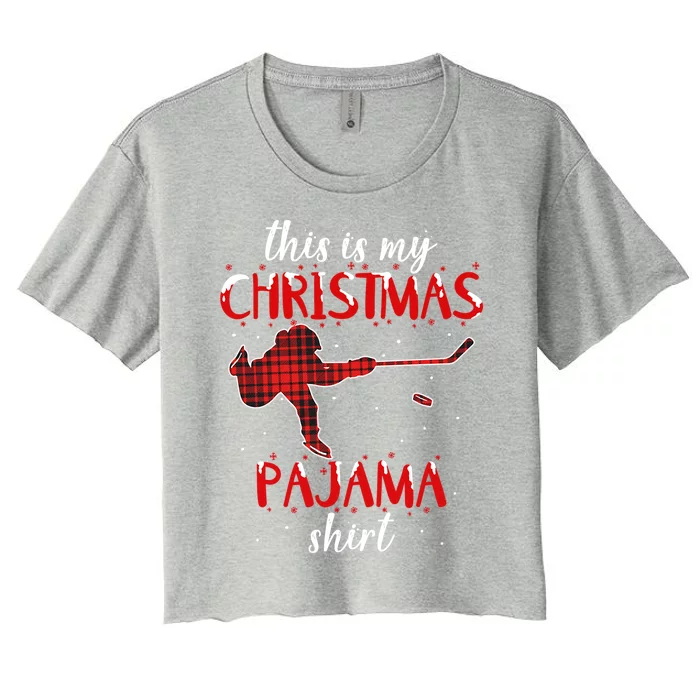 This Is My Christmas Pajama Funny Ice Hockey Cute Gift Women's Crop Top Tee