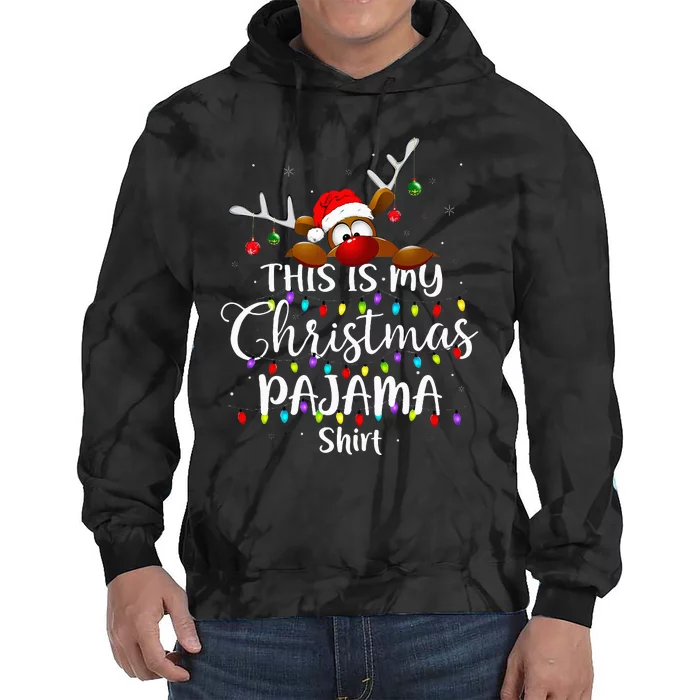 This Is My Christmas Pajama Xmas Lights Tie Dye Hoodie