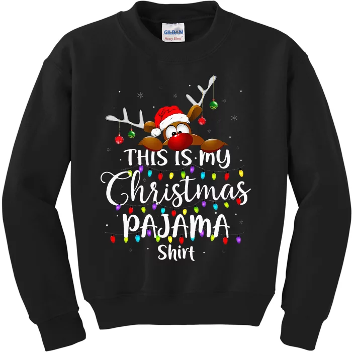 This Is My Christmas Pajama Xmas Lights Kids Sweatshirt