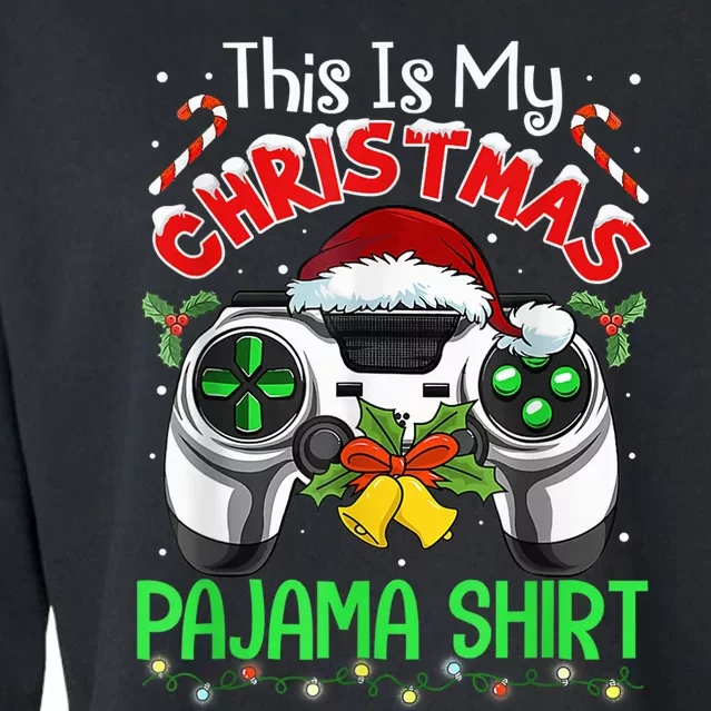 This Is My Christmas Pajama Gamer Video Game Boy Kid Cropped Pullover Crew